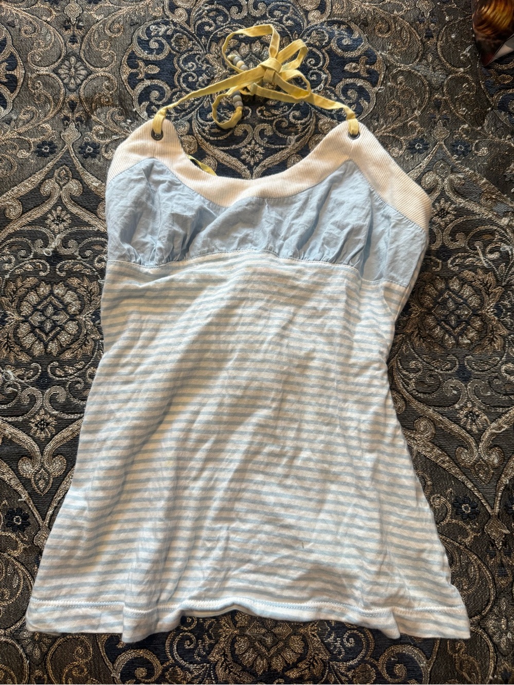 Free People Y2K Light Blue Striped Halter Women's Tank Top
